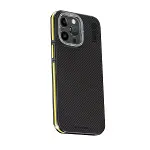 Joko  iPhone 15 Pro Kılıf Aramid 600D Kevlar Karbon Fiber Magsafe Kapak - Sarı-1