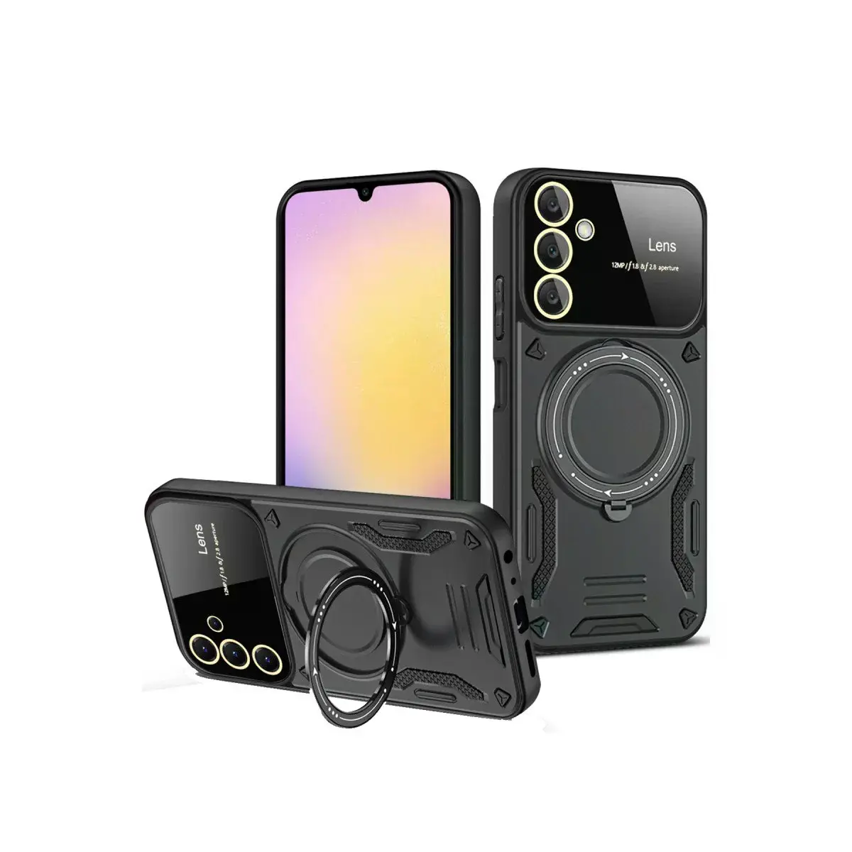 Samsung Galaxy S25 Plus Kılıf Joy Lens Standlı Kapak - Siyah