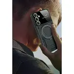 Samsung Galaxy S25 Plus Kılıf Joy Lens Standlı Kapak - Koyu Yeşil-3