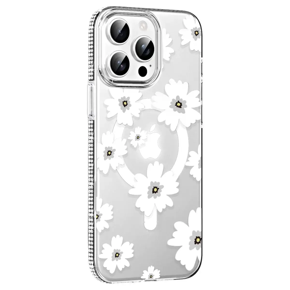 Joko iPhone 15 Pro Floral Magsafe Kapak - Beyaz