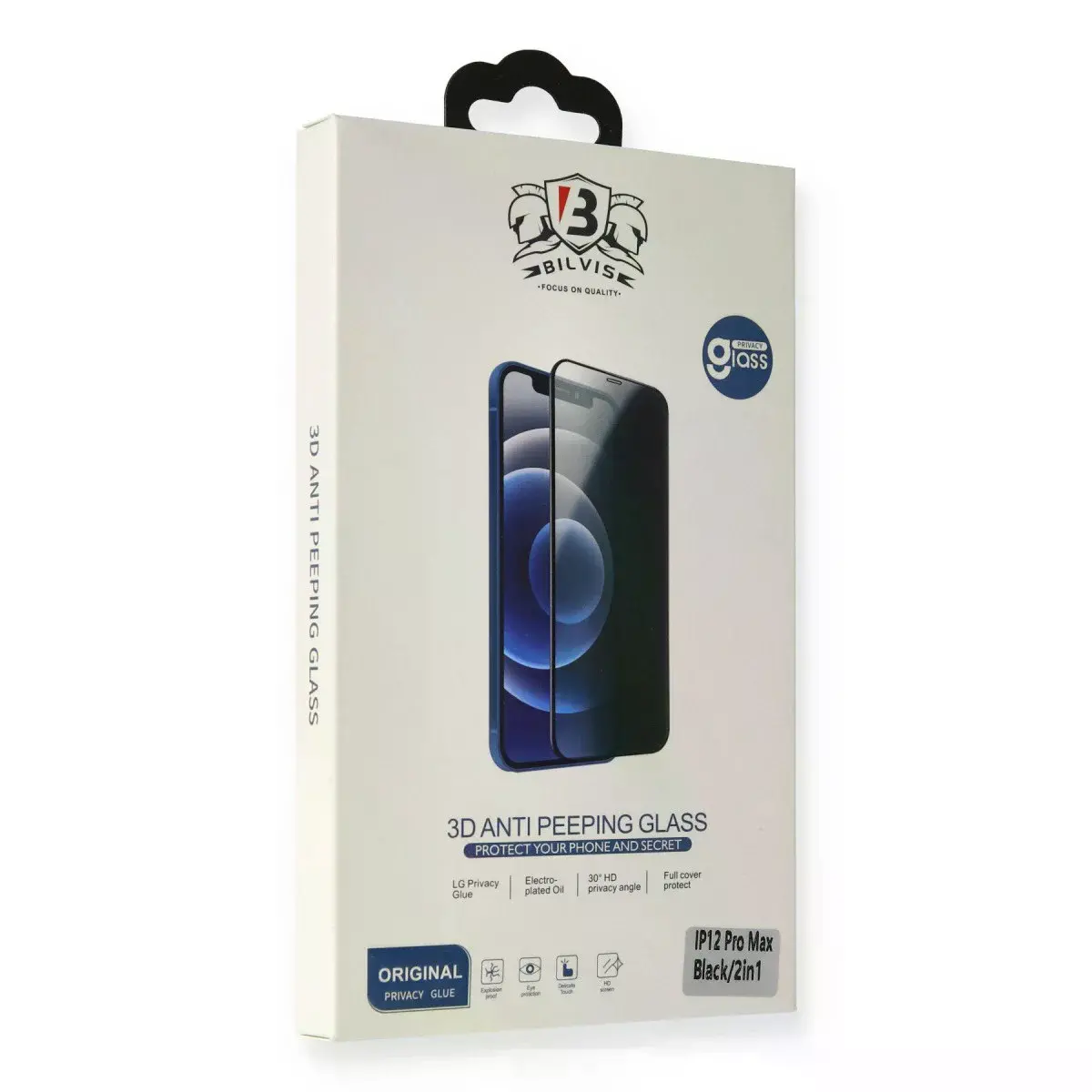 iPhone 12 Mini Bilvis 3D Anti Peeping Hayalet Cam Ekran Koruyucu