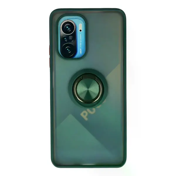 Xiaomi Redmi K40 Kılıf Montreal Yüzüklü Silikon Kapak - Yeşil