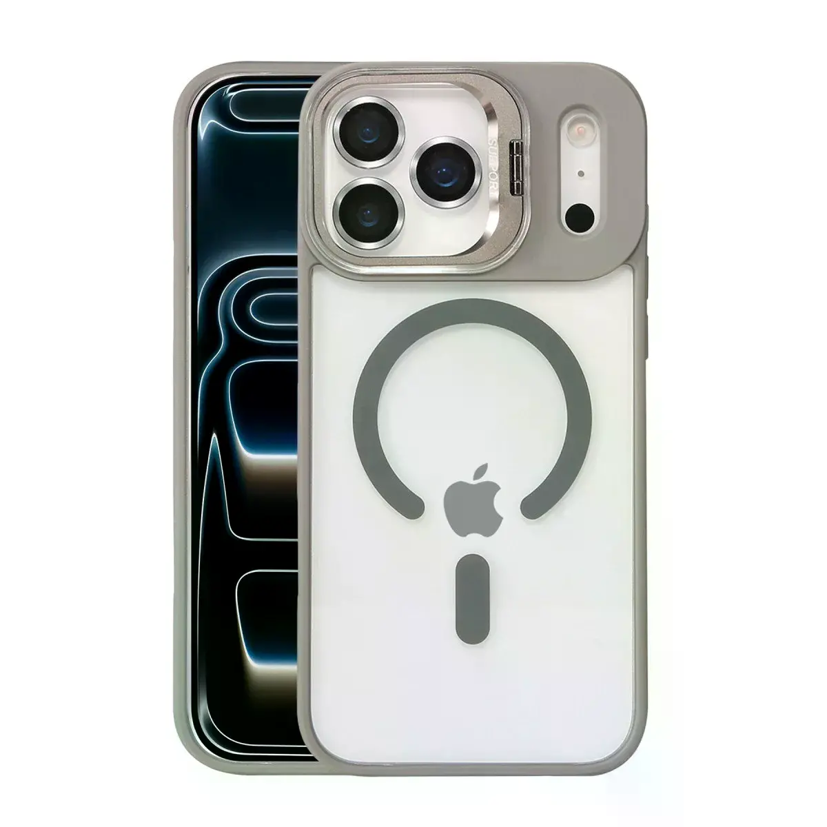 Joko  iPhone 17 Pro Remim Lensli Magsafe Standlı Kapak - Titan Gri