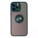 iPhone 14 Pro Max Kılıf Montreal Yüzüklü Silikon Kapak - Yeşil-1