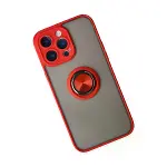 iPhone 14 Pro Max Kılıf Montreal Yüzüklü Silikon Kapak - Kırmızı-3