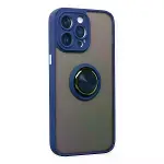 iPhone 14 Pro Max Kılıf Montreal Yüzüklü Silikon Kapak - Lacivert-2