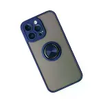 iPhone 14 Pro Max Kılıf Montreal Yüzüklü Silikon Kapak - Lacivert-3
