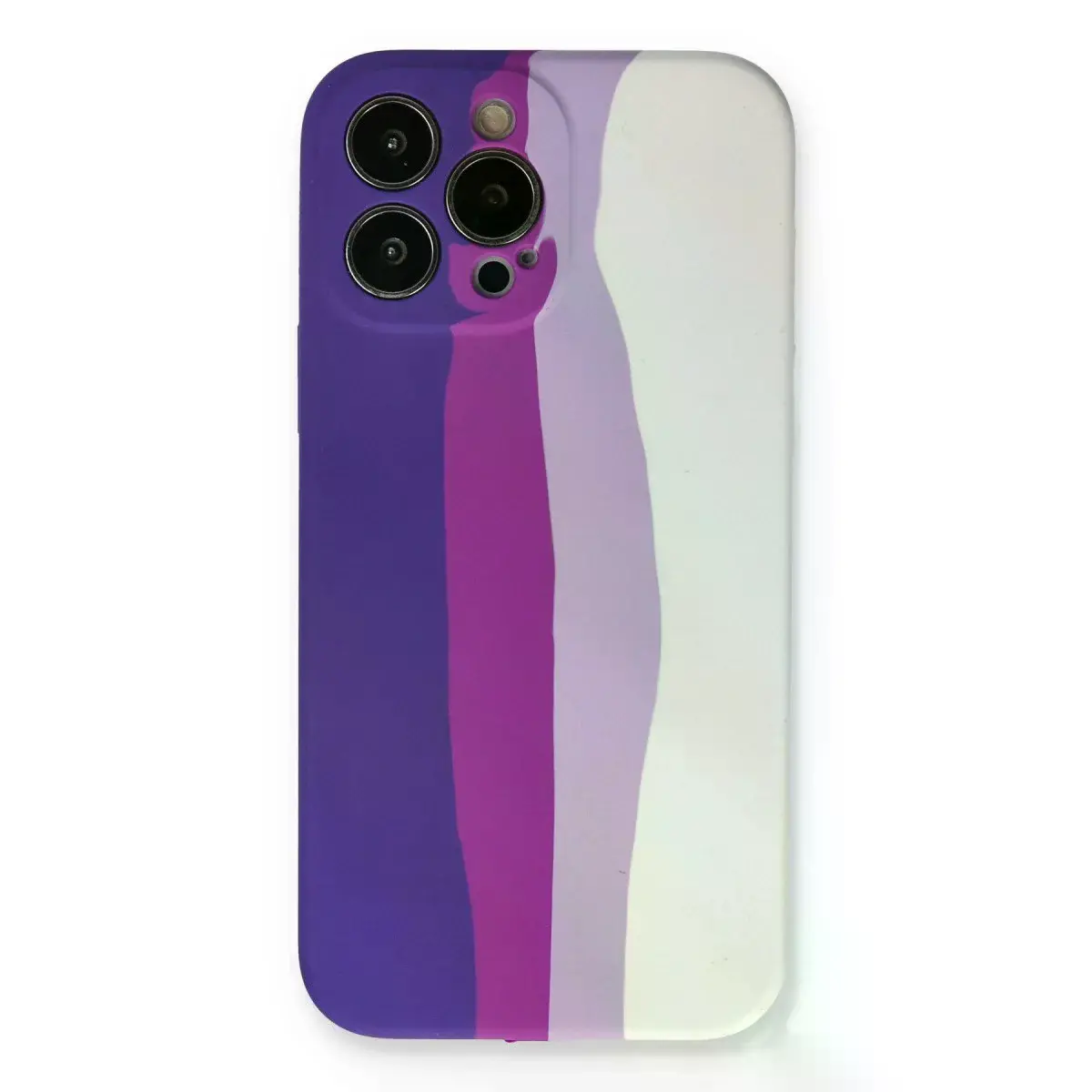 İphone 13 Pro Kılıf Ebruli Lansman Silikon - Mor-beyaz