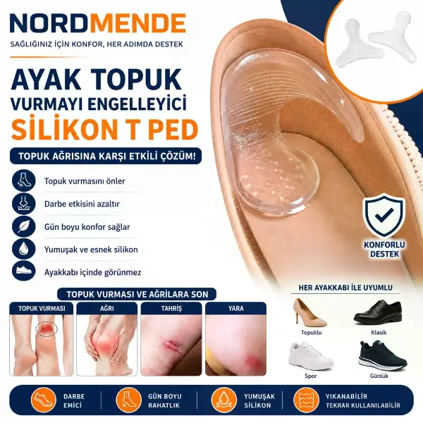 Silikon T Ped Ayak Topuk Vurmayı Önleyici Topuk Koruyucu