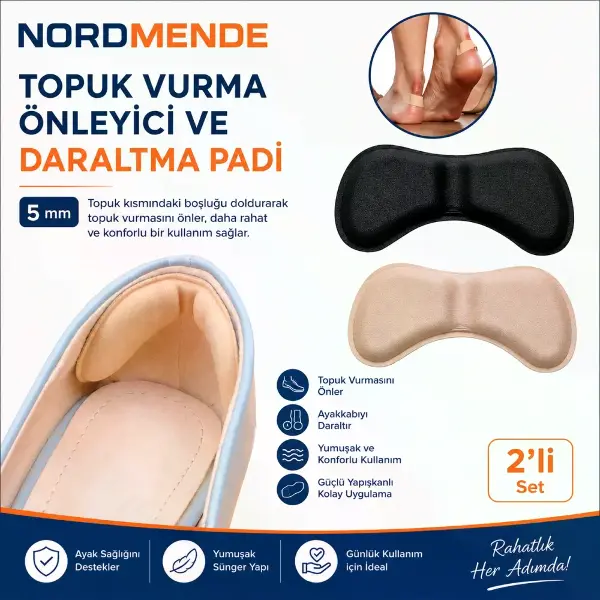 5 mm Topuk Vurma Önleyici Ayakkabı Daraltma Pedi 2&amp;#39;li Set