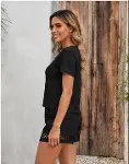 Kadın Kısa Kollu V Yakalı Bluz Ve Short Ikili Takım-4