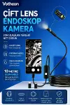 10 Metre Çift Kameralı iOS/Android Uyumlu Yılan Endoskop Kamera 8mm 2MP LED’li Sert Kablo-1
