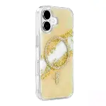 Onegif  İphone 16 Lotus Simli Magsafe Kapak - Gümüş-2