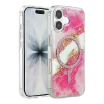 Onegif  İphone 16 Lotus Simli Magsafe Kapak - Pembe-1