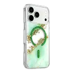 Onegif  İphone 17 Pro Max/18 Pro Max Lotus Simli Magsafe Kapak - Yeşil-2