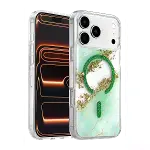 Onegif  İphone 17 Pro Max/18 Pro Max Lotus Simli Magsafe Kapak - Yeşil-1