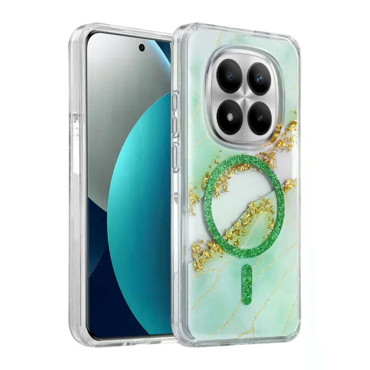 Onegif Xiaomi Redmi Note 15 Pro 5g Lotus Simli Magsafe Kapak - Yeşil