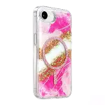 Onegif  İphone 17e Lotus Simli Magsafe Kapak - Pembe-2