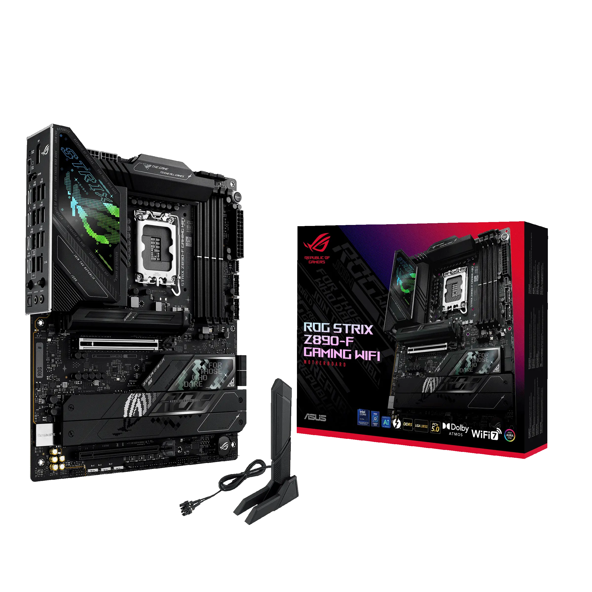 ROG STRIX Z890-F GAMING WIFI, 8600MHz, 4xDDR5, 5x M.2, HDMI, DP, 2xThunderbolt, 4xType-C, Wi-Fi 7, Bluetooth 5.4, Intel Core Ultra CPU(Seri 2), LGA1851 Soket, Gaming Anakart