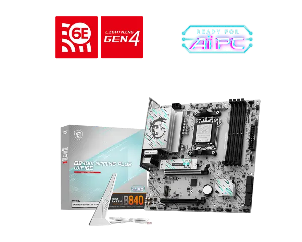 B840M GAMING PLUS WIFI6E AM5 DDR5 8000MHZ(OC) HDMI , DP,2X M.2 USB 5 GBS 2.5G LAN WI-FI 6E MATX