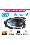 Q29 Motosiklet Kask Bluetooth Kulaklık Eşleşmeli 1080P Kamera Geniş açı Su Geçirmez Intercom-6
