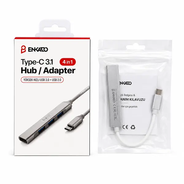 TYPE-C 3.1 GİRİŞ 4IN1 USB ÇOĞALTICI 4 ANAHTARLI PORT - HI-SPEED USB 3.0 - USB 2.0 HUB ADAPTÖR EKD-TP50 (4745)