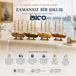 ORTA UZUNLUK : 30CM - GENİŞLİK : 32CM MASAÜSTÜ DEKORATİF AHŞAP YELKENLİ GEMİ SÜS EŞYASI HERHANGİ BİR RENK GÖNDERİLİR (4745)-2
