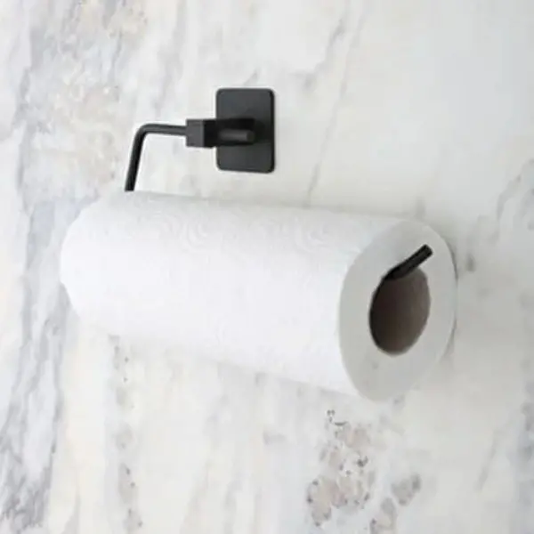 Kendiliğinden Yapışkanlı Siyah Paslanmaz Metal Rulo Havluluk Aparat (4745)