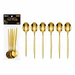 60 PARÇA GOLD TATLI KAŞIK SETİ 13CM - 1 PAKET İÇİNDE 6 ADET VARDIR - 10 PAKET GÖNDERİLİR (4745)-1