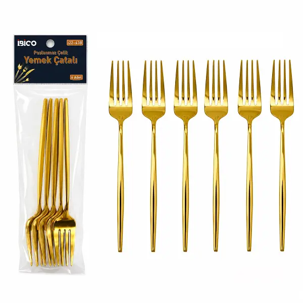 60 PARÇA GOLD YEMEK ÇATAL SETİ 21CM - 1 PAKET İÇİNDE 6 ADET VARDIR - 10 PAKET GÖNDERİLİR (4745)
