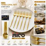 60 PARÇA GOLD YEMEK ÇATAL SETİ 21CM - 1 PAKET İÇİNDE 6 ADET VARDIR - 10 PAKET GÖNDERİLİR (4745)-2