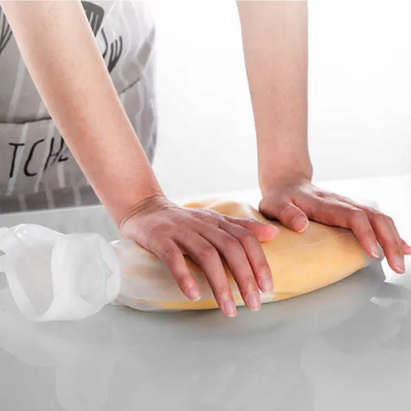 Büyük Hamur Torbası Silikon Şeffaf Hamur Yoğurma Torbası Ekmek Makarna Mantı Hamuru Kolay Yoğurma (4745)