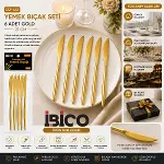 60 PARÇA GOLD YEMEK BIÇAK SETİ 21CM - 1 PAKET İÇİNDE 6 ADET VARDIR - 10 PAKET GÖNDERİLİR (4745)-2