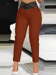Kadın Yüksek Bel Beli Lastikli Cepsiz Ithal Krep Pantolon-2