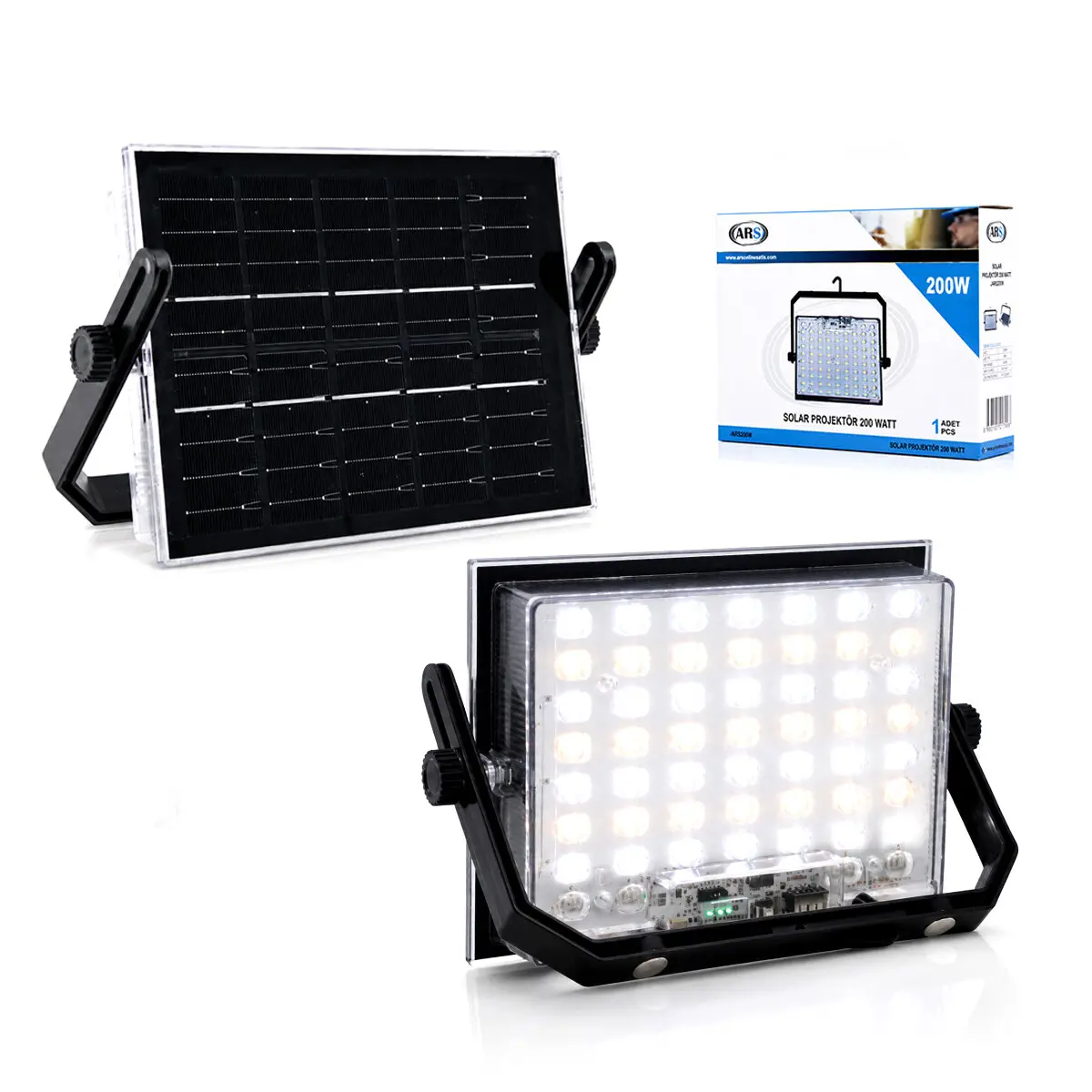 200W GÜNEŞ ENERJİLİ LED IŞIK SOLAR PROJEKTÖR - FENER KAMP - DIŞ MEKAN 3 FARKLI LED IŞIK 348961 LMB (4745)