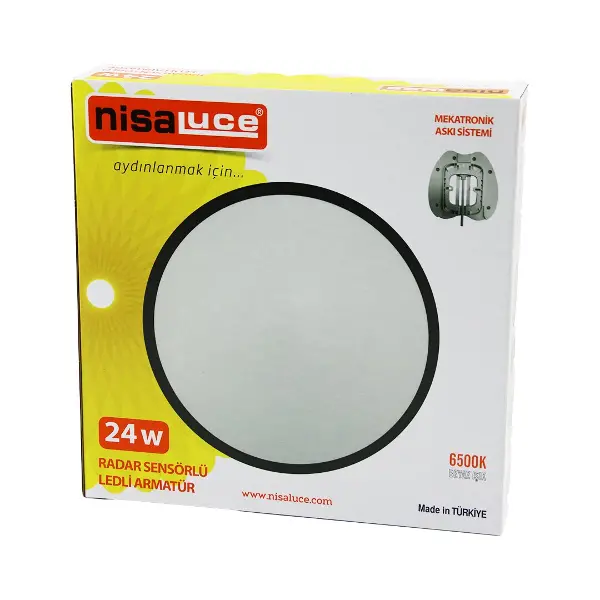 NİSALUCE EAMP-106/B 24W RADAR SENSÖRLÜ LEDLİ ARMATÜR BEYAZ ÇERÇEVE MEKATRONİK ASKI SİSTEMİ 6500K - 2160Lm (4745)