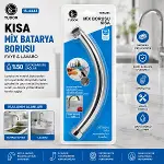 KUĞU EVYE - LAVABO KISA MİX BATARYA BORUSU KROM KAPLAMA - VAKUMLU - SÜZGEÇLİ UÇ (4745)-1