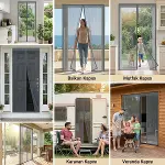 Mıknatıslı Kapı Sinekliği Gri 100x210 cm Otomatik Kapanan Manyetik Tül Sineklik (4745)-4