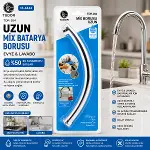 KUĞU EVYE - LAVABO UZUN MİX BATARYA BORUSU KROM KAPLAMA - VAKUMLU - SÜZGEÇLİ UÇ (4745)-1