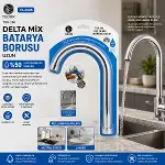 KUĞU EVYE - LAVABO UZUN DELTA MİX BATARYA BORUSU KROM KAPLAMA - VAKUMLU - SÜZGEÇLİ UÇ (4745)-1