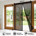 Mıknatıslı Kapı Sinekliği Siyah 100x210 cm Otomatik Kapanan Manyetik Tül Sineklik (4745)-5