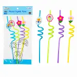 4PCS KIVRIMLI - RENKLİ PLASTİK PİPET FİGÜRLÜ=MİX (4745)-1