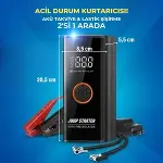 Akü Takviye Cihazı ve Lastik Şişirme Pompası – Powerbank Özellikli, Dijital Ekranlı SOS Fenerli Taşınabilir Kompresör (4745)-5