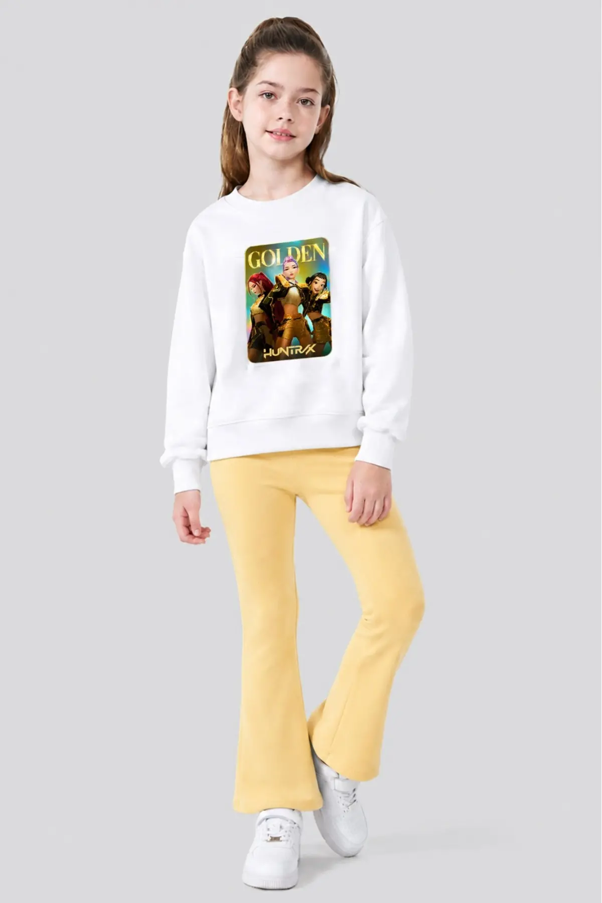 Kız Çocuk Tam Kalıp Üst Oversize Alt Taytlı GoldenHun Tasarım 172 Alt Üst Takım