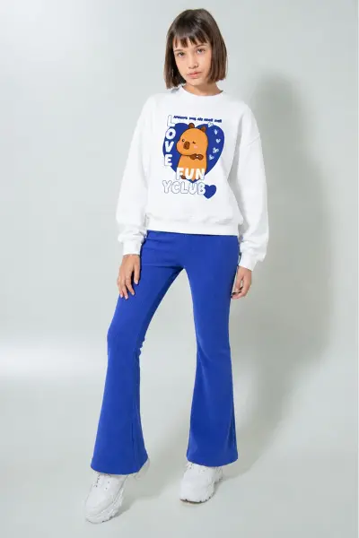 Kız Çocuk Tam Kalıp Üst Oversize Alt Taytlı Funclub Tasarım 165 Alt Üst Takım