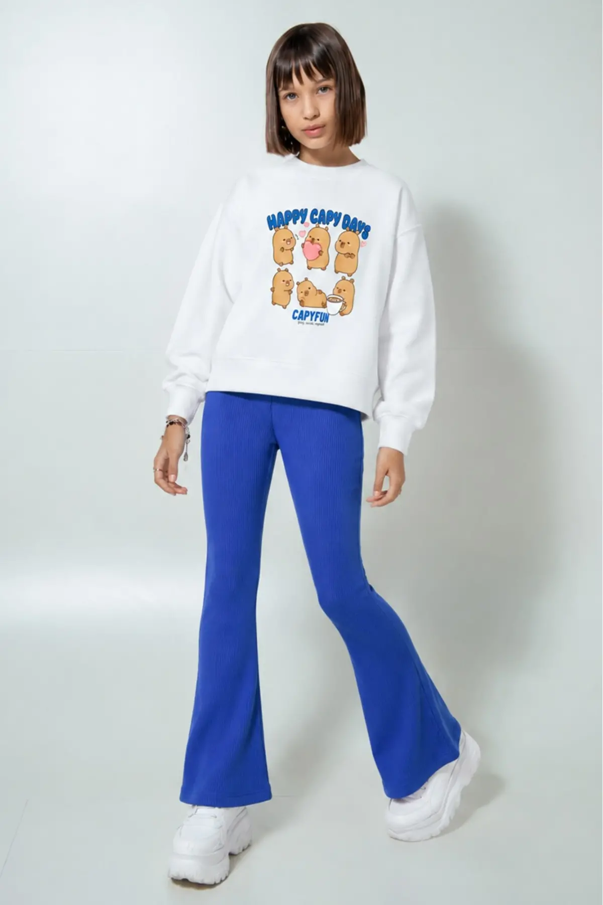 Kız Çocuk Tam Kalıp Üst Oversize Alt Taytlı Capydays Tasarım 169 Alt Üst Takım