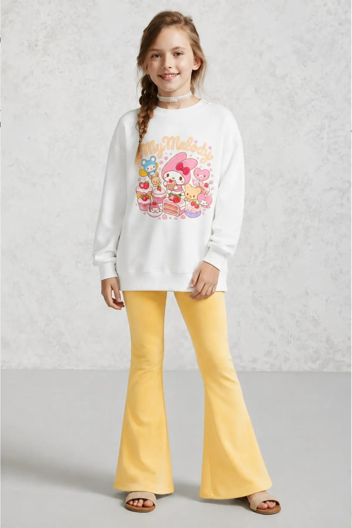 Kız Çocuk Tam Kalıp Üst Oversize Alt Taytlı Mymelody Tasarım 176 Alt Üst Takım