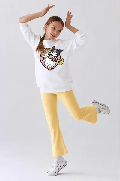 Kız Çocuk Tam Kalıp Üst Oversize Alt Taytlı Kurmelo Tasarım 173 Alt Üst Takım