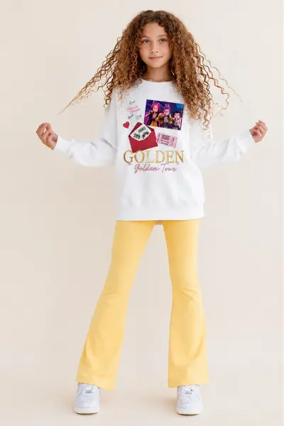 Kız Çocuk Tam Kalıp Üst Oversize Alt Taytlı HunGolden Tasarım 174 Alt Üst Takım