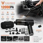 OTO ARAÇ - 2IN1 ŞARJLI 80W - 12000PA 9 BAŞLIK - 3 FİLTRE EL TİPİ BASINÇLI HAVA ÜFLEME - ARAÇ SÜPÜRGE MAKİNESİ TAŞIMA ÇANTALI SNV-3002 (4745)-2